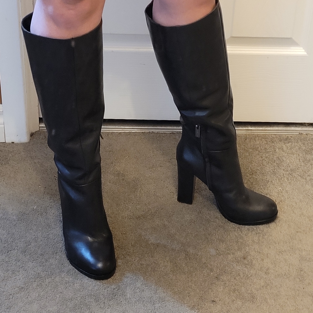 Vince Camuto Sleek Black Heeled Boots - Wide Calf